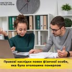 Правові наслідки появи фізичної особи, яка була ог...