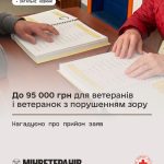До 95 000 грн для ветеранів і ветеранок з порушенням зору